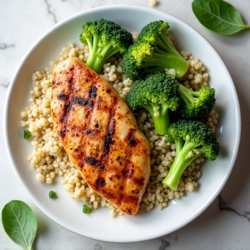 Grilled Chicken Breast with Roasted Broccoli and Quinoa