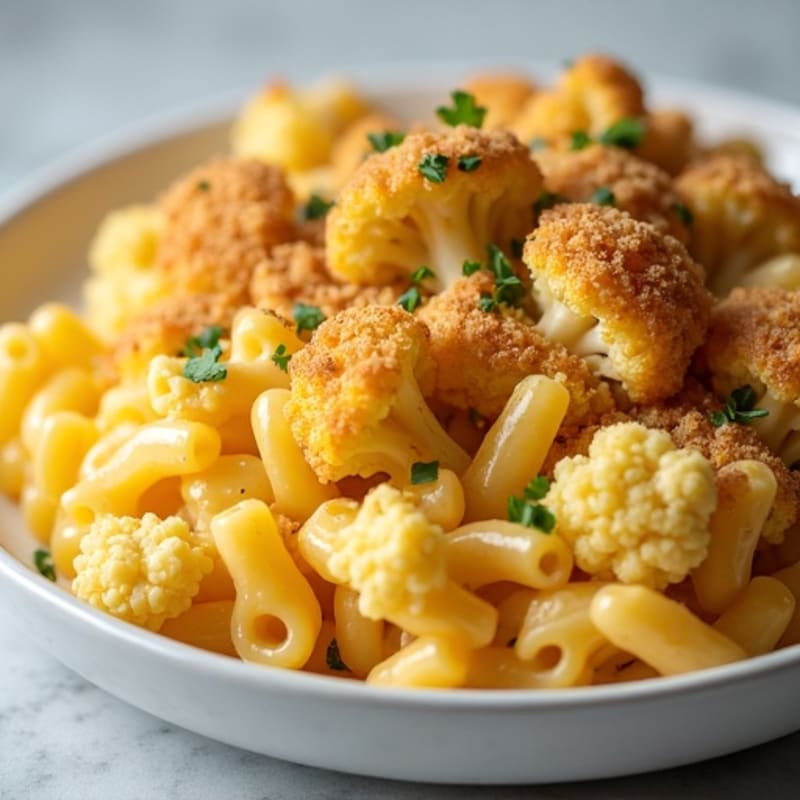 Creamy Cauliflower Mac and Cheese with Crispy Breadcrumb Topping