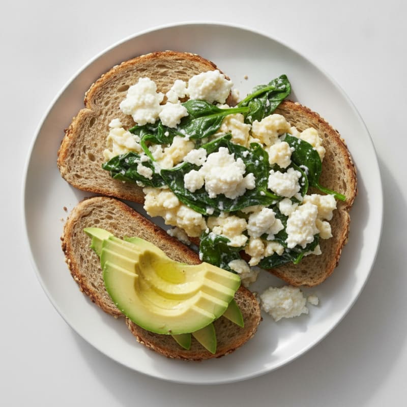 Egg White Spinach Scramble with Cottage Cheese