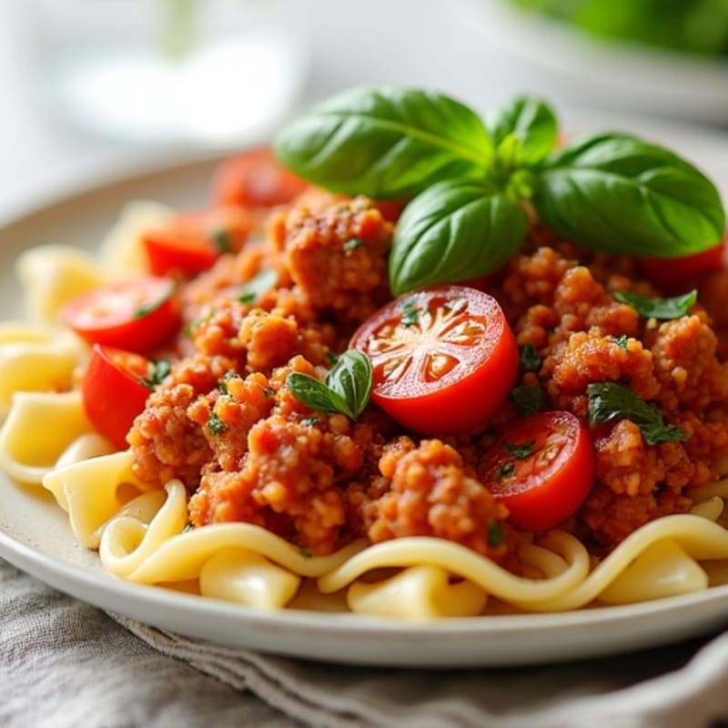Lean Turkey Sausage Ragu with Whole Grain Pasta