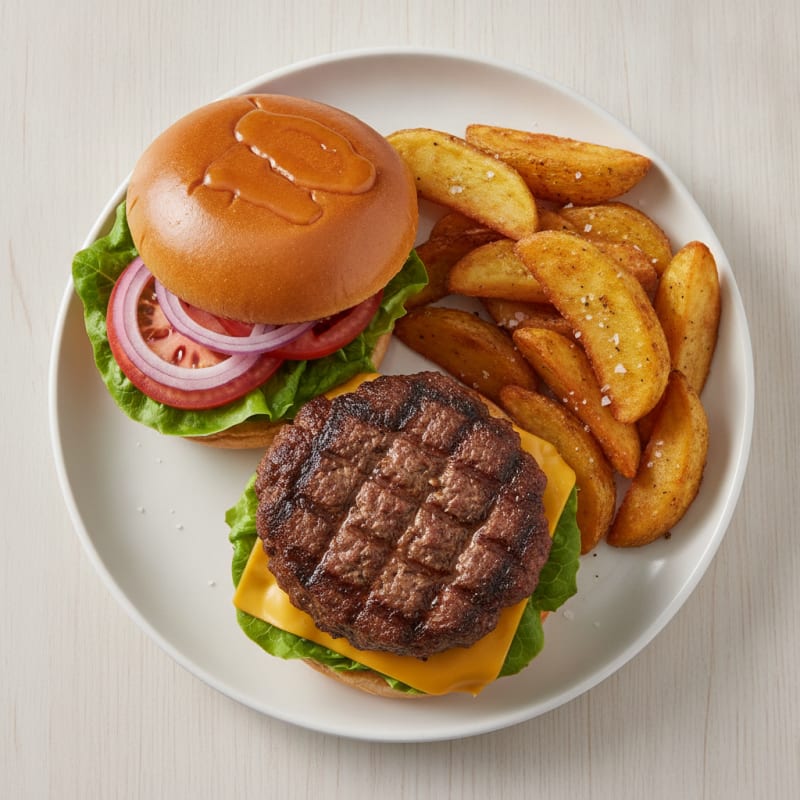 Classic Beef Burger with Crispy Fries
