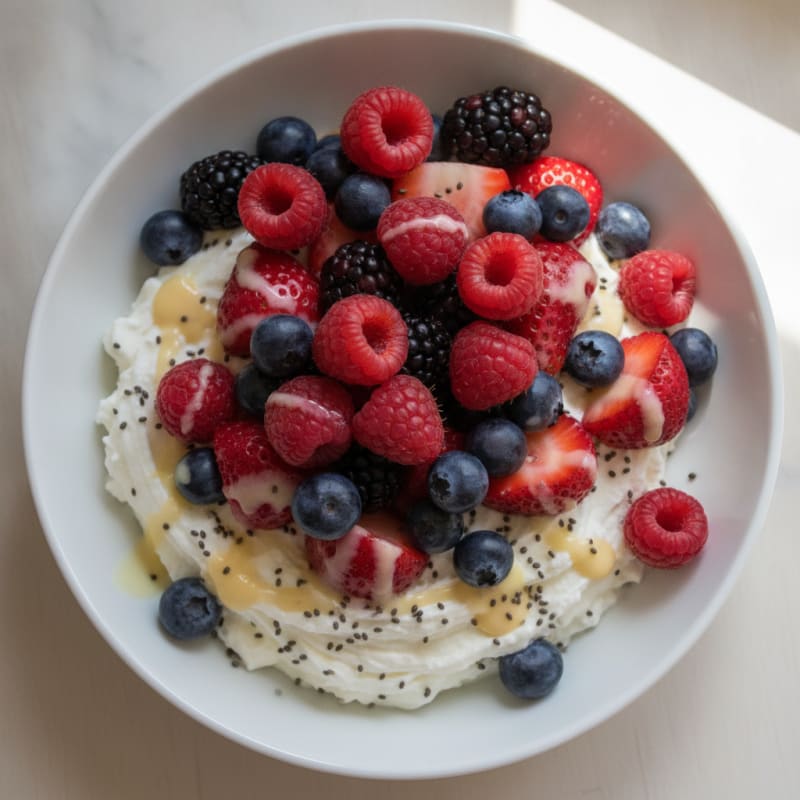 Creamy Vanilla Protein Yogurt with Chia and Mixed Berries
