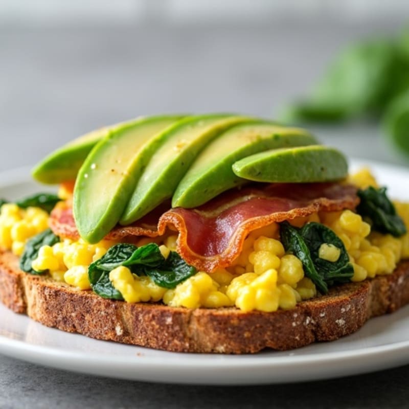 Egg White Spinach Scramble with Turkey Bacon