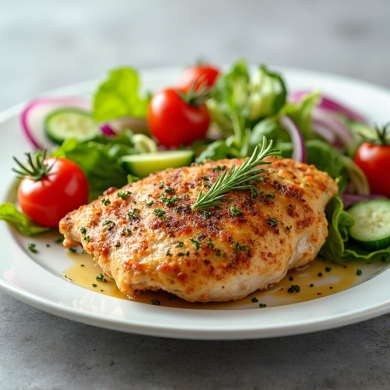 Herb-Crusted Roasted Chicken with Fresh Garden Salad