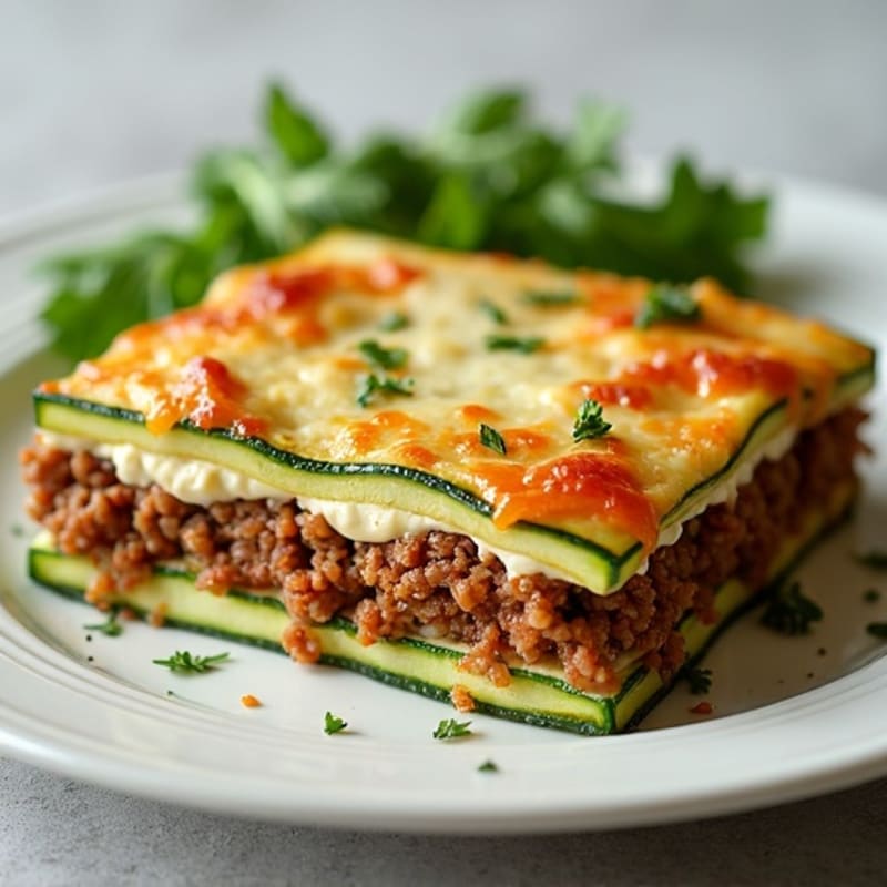 Hearty Baked Zucchini Layers with Lean Ground Beef and Creamy Ricotta