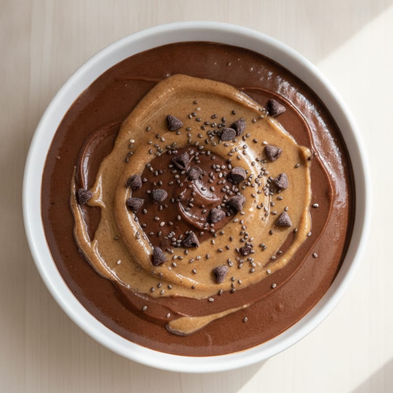 Silky Chocolate Protein Pudding with Almond Butter Swirl