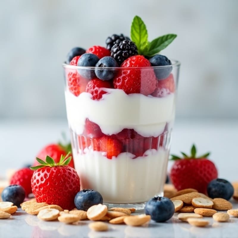 Greek Yogurt Protein Parfait with Berries and Almonds