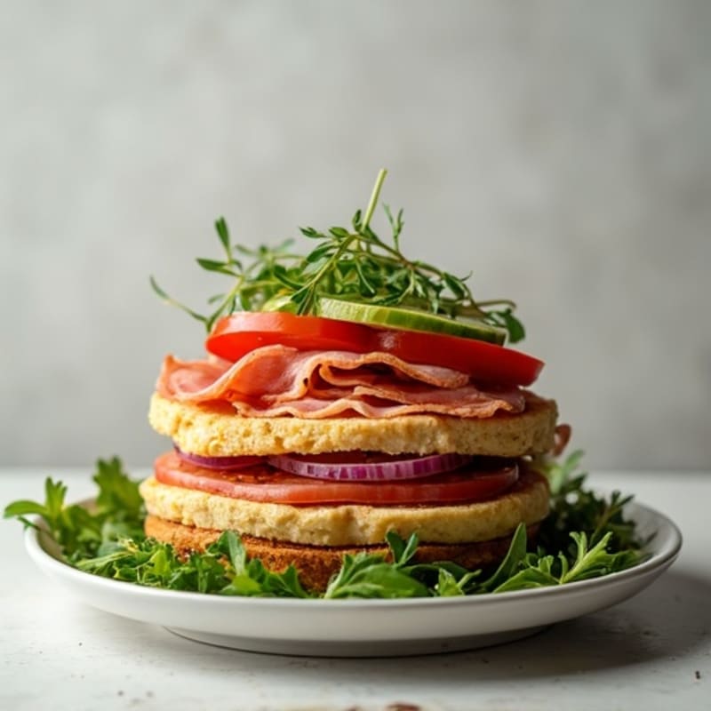Lean Turkey-Prosciutto Stack with Fresh Mediterranean Vegetables