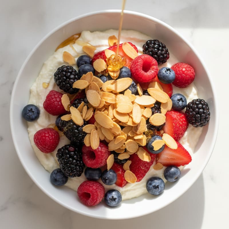 Silky Greek Yogurt Protein Pudding with Mixed Berries