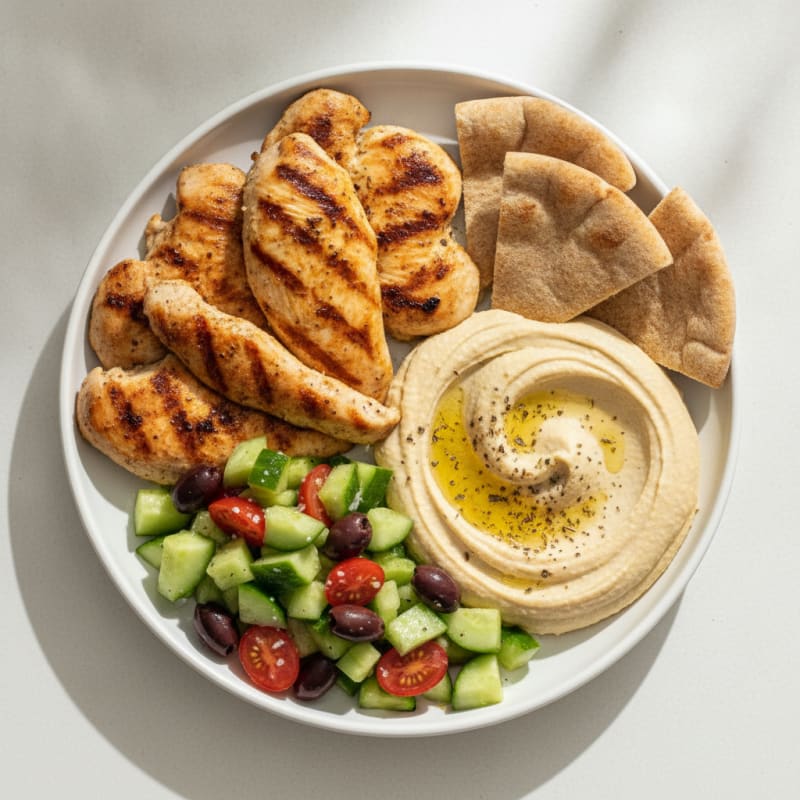 Mediterranean Chicken and Hummus Platter