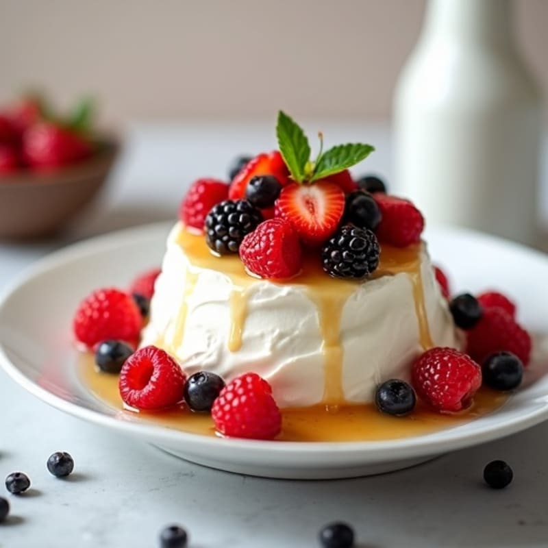 Whipped Cottage Cheese with Fresh Berries and Honey Drizzle