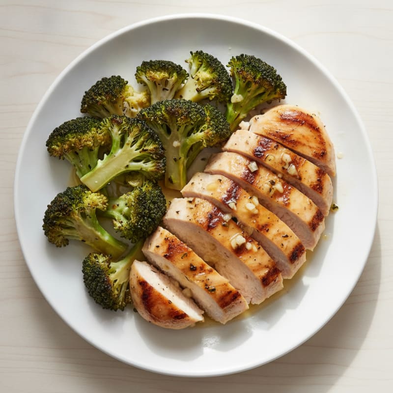 Grilled Lemon Garlic Chicken Breast with Roasted Broccoli