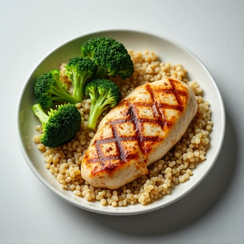 Grilled Chicken Breast with Roasted Broccoli and Quinoa