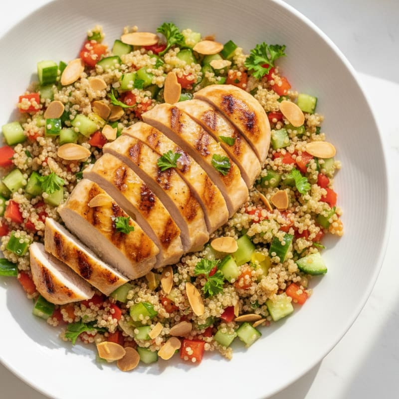 Grilled Chicken Breast with Crunchy Quinoa Salad
