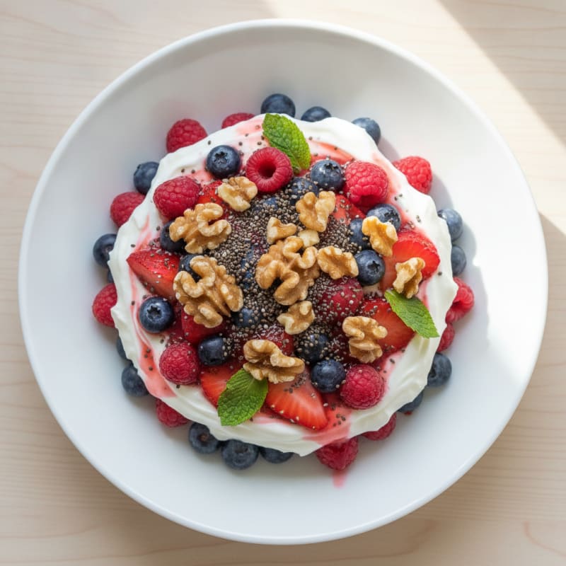 Greek Yogurt Protein Parfait with Mixed Berries