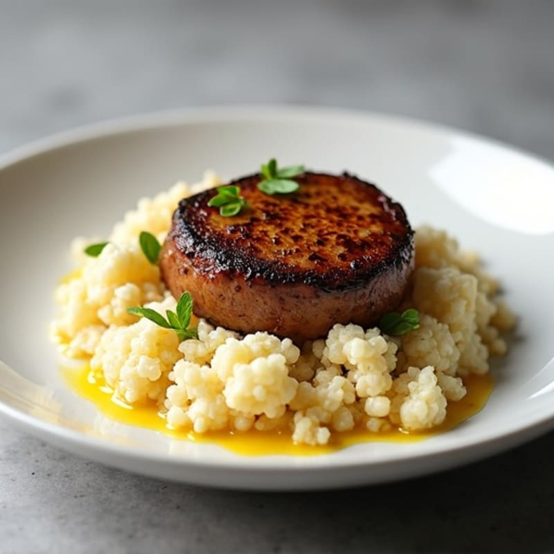 Garlic-Ginger Seared Steak with Coconut Cauliflower Rice