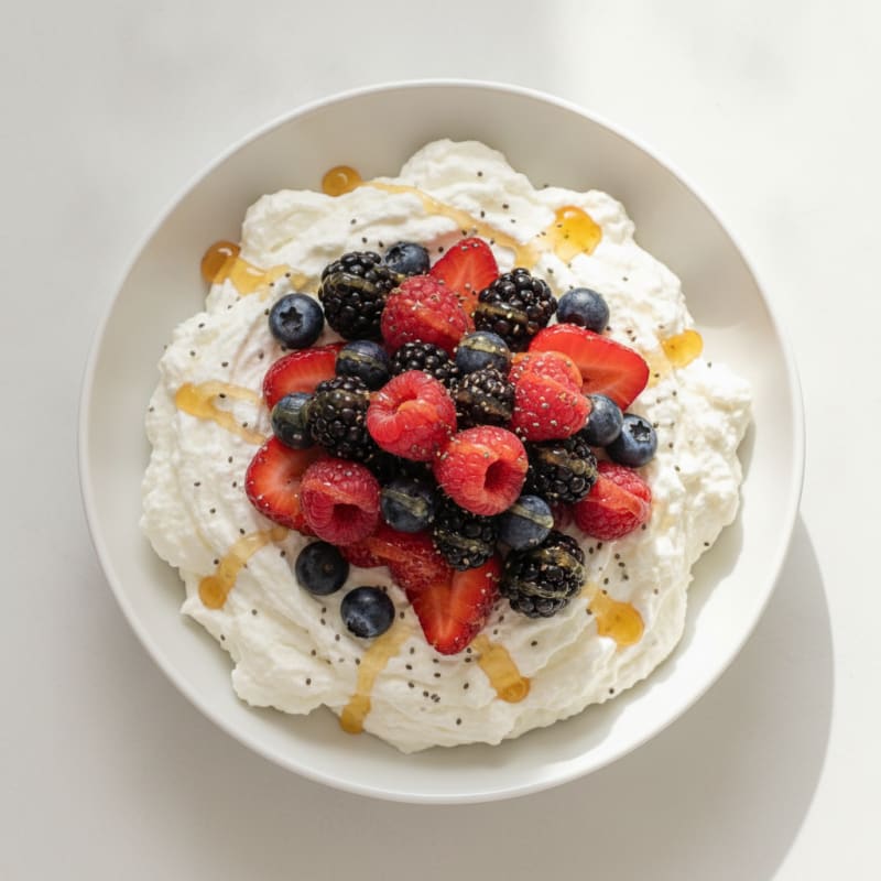 Greek Yogurt Protein Mousse with Mixed Berries