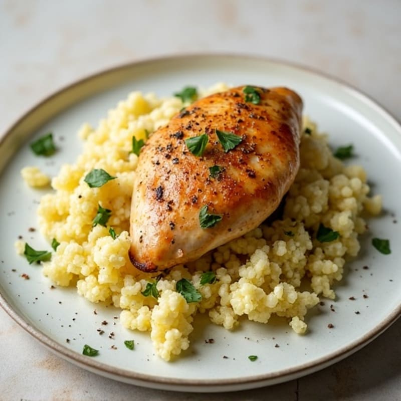 Herb-Roasted Chicken with Garlic Cauliflower Rice
