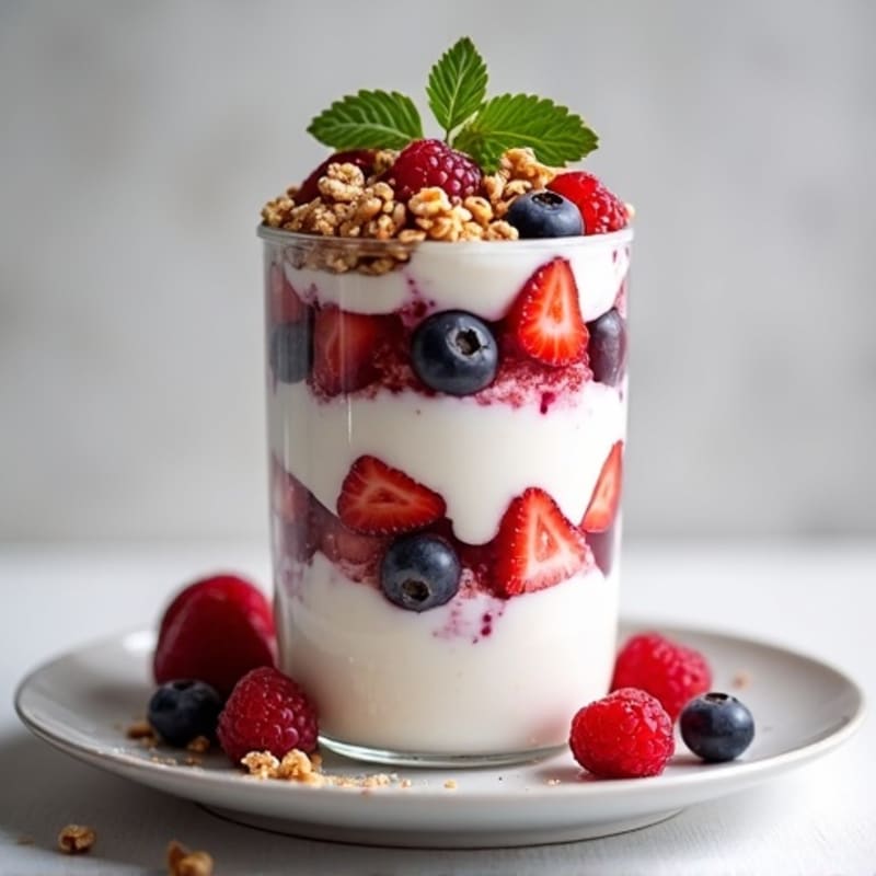 Greek Yogurt Protein Parfait with Mixed Berries