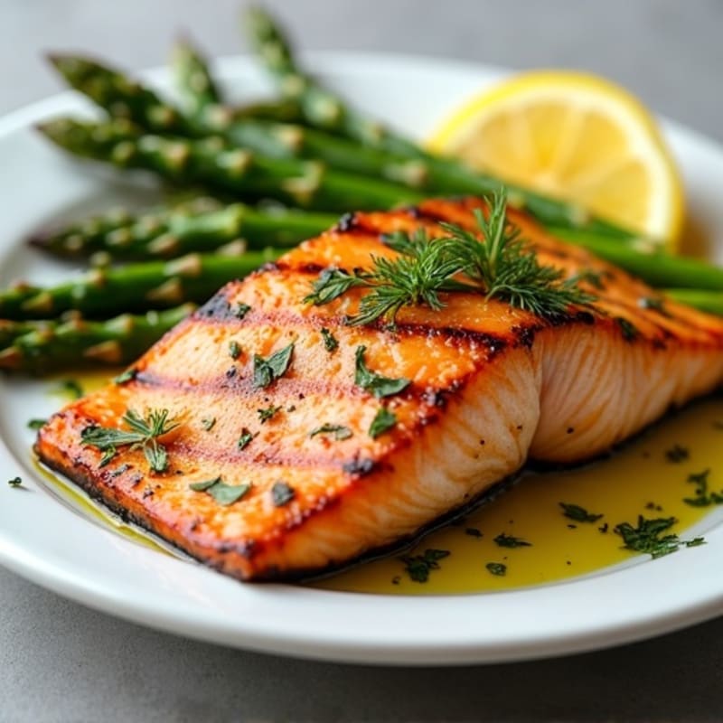 Lemon Herb Grilled Salmon with Grilled Asparagus