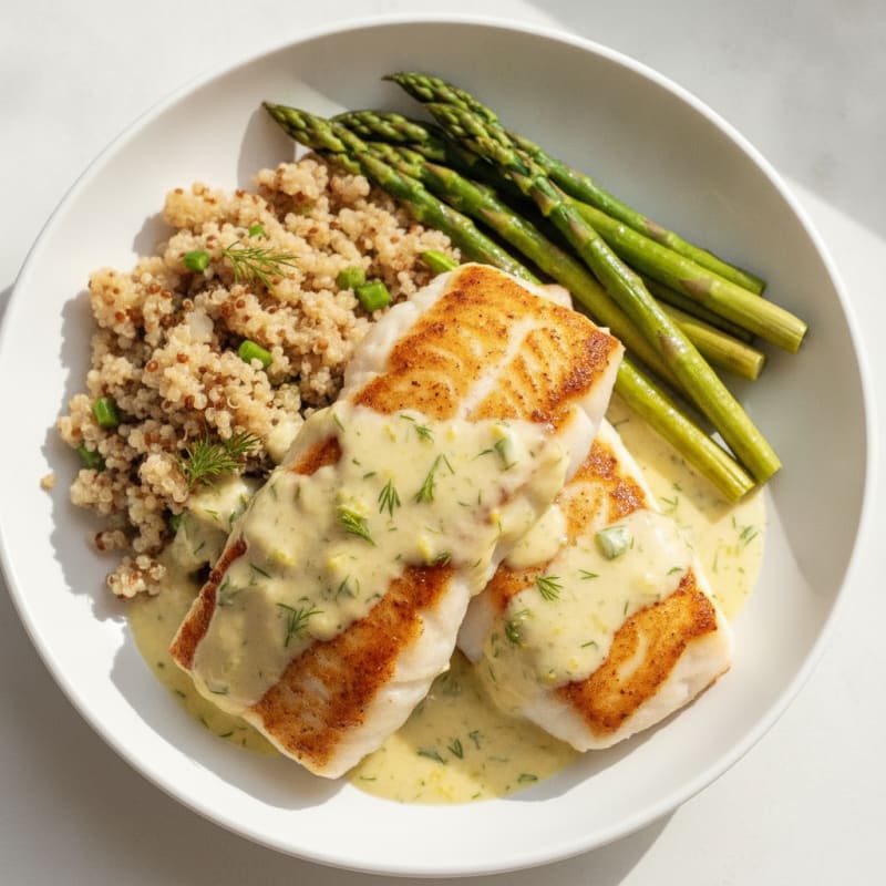 Pan-Seared Cod with Lemon-Dill Sauce