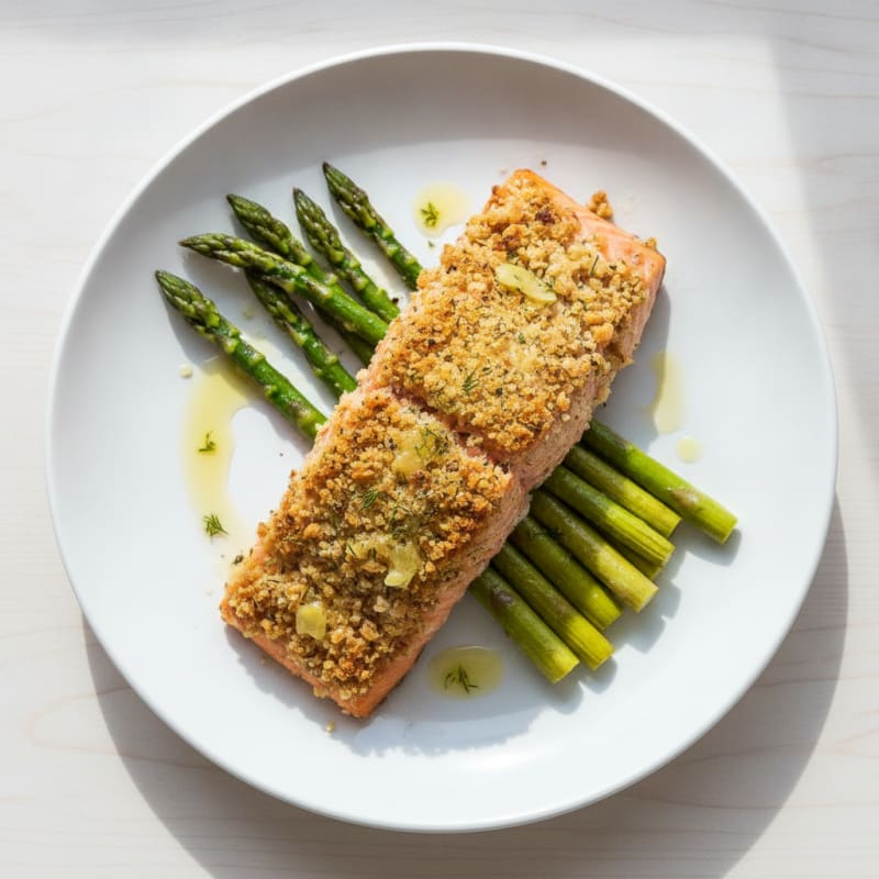 Herb-Crusted Salmon with Roasted Asparagus