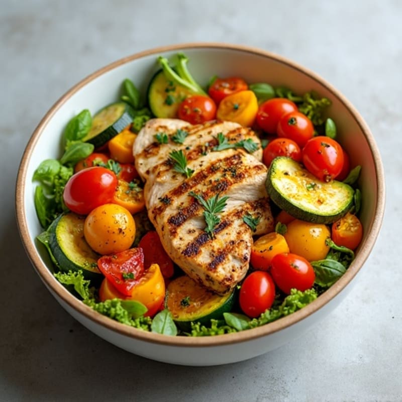 Herb-Spiced Chicken Shawarma Bowl with Roasted Vegetables