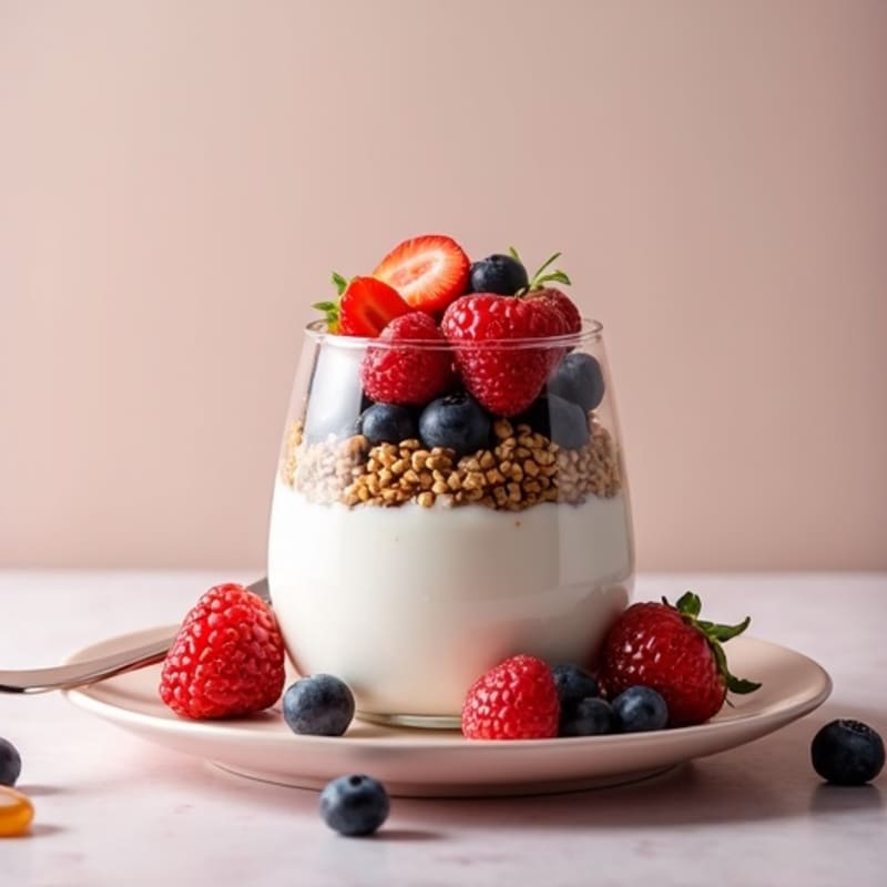 Creamy Greek Yogurt Parfait with Mixed Berries and Protein Granola