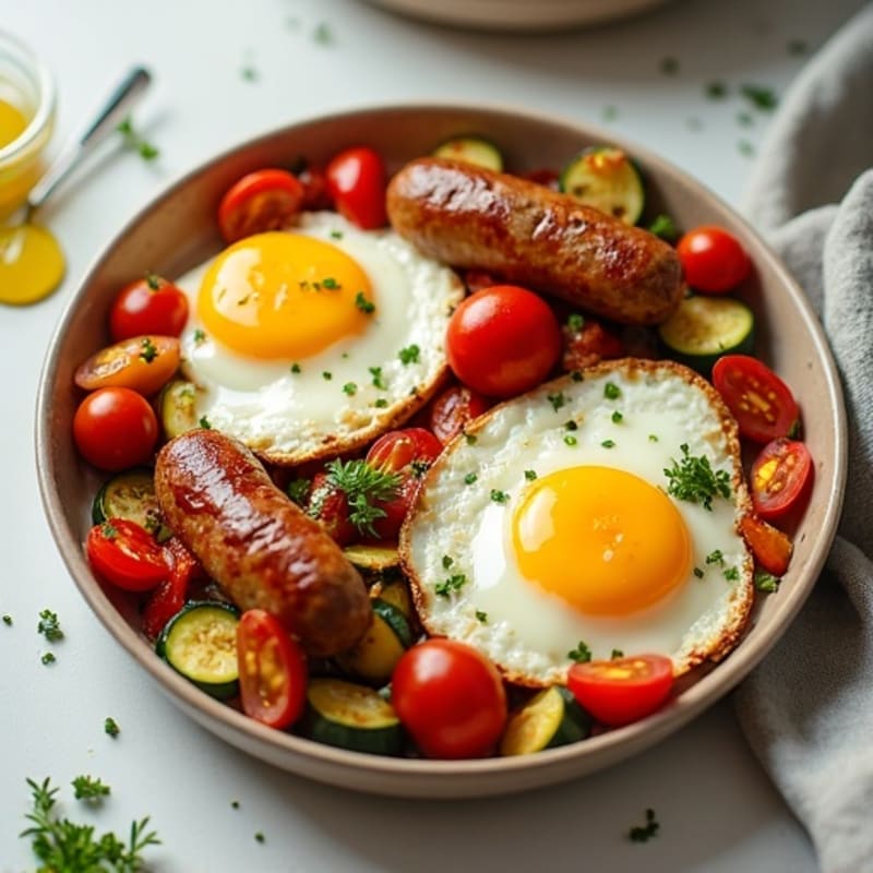 Crispy Sheet Pan Eggs with Roasted Vegetables
