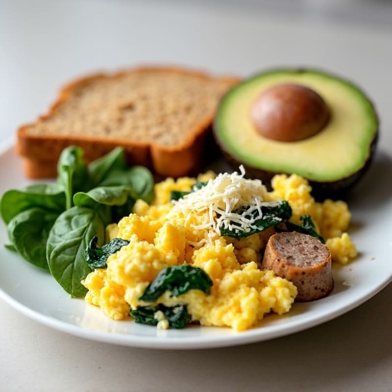 Egg White and Turkey Sausage Scramble with Spinach