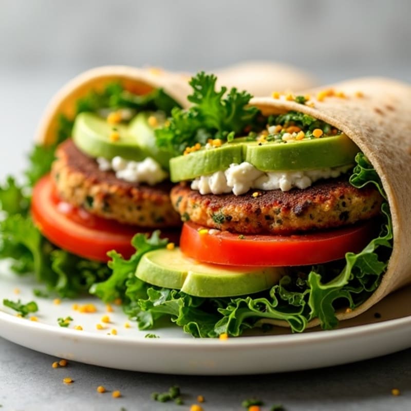 Fresh Veggie Burger Wraps with Crispy Greens