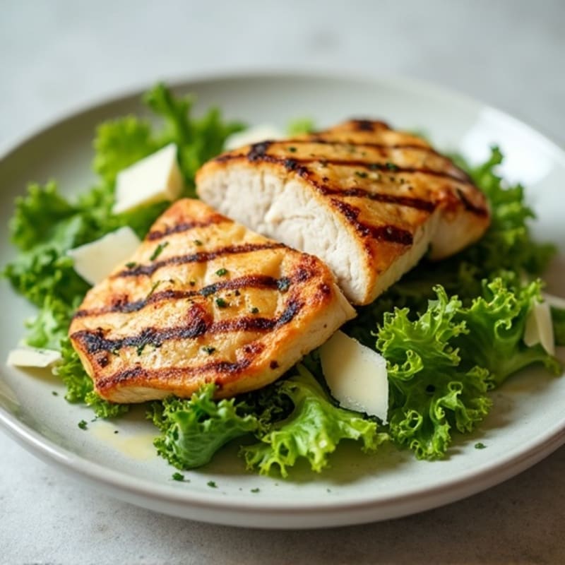 Grilled Chicken Caesar Salad with Crispy Romaine