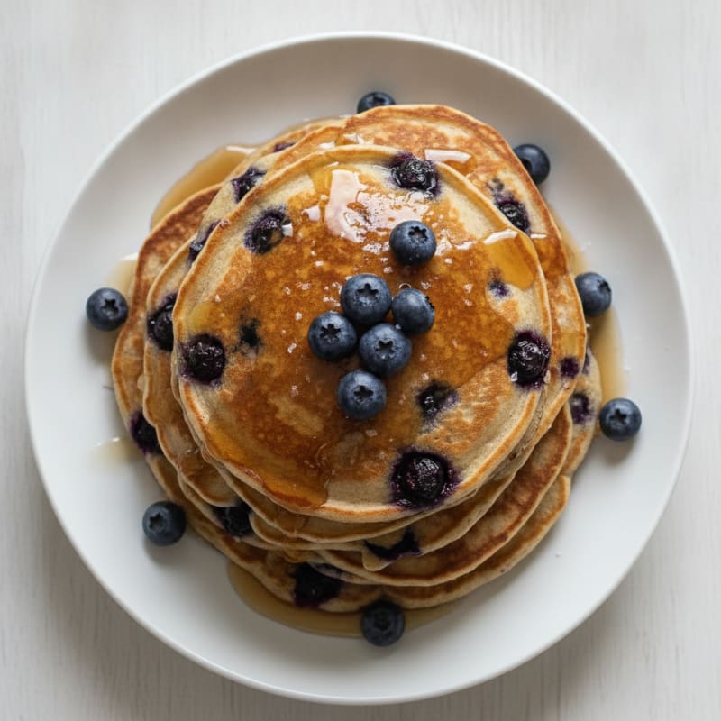 Fluffy Berry Pancakes with Maple Syrup