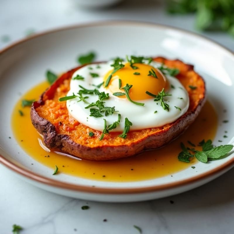 Crispy-Skinned Sweet Potato with Greek Yogurt and Herbs