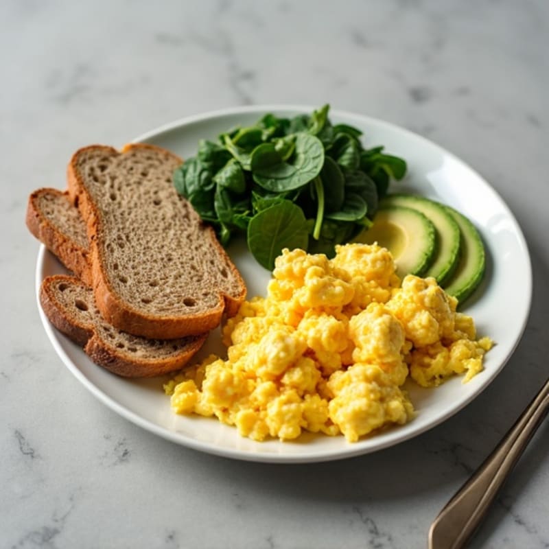 Scrambled Egg Whites with Smoked Turkey and Sautéed Spinach