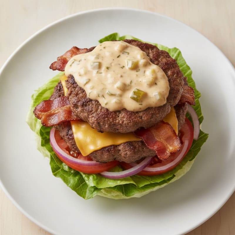 Double Bacon Cheeseburger with Secret Sauce