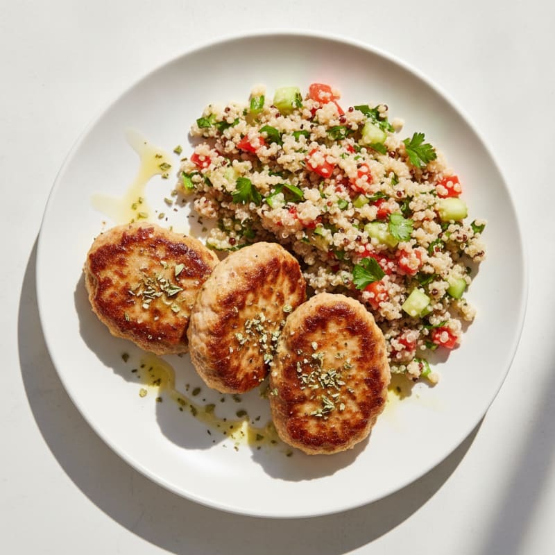 Seared Turkey Patties with Crunchy Quinoa Salad