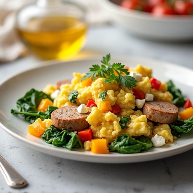 Egg White and Turkey Sausage Scramble with Spinach