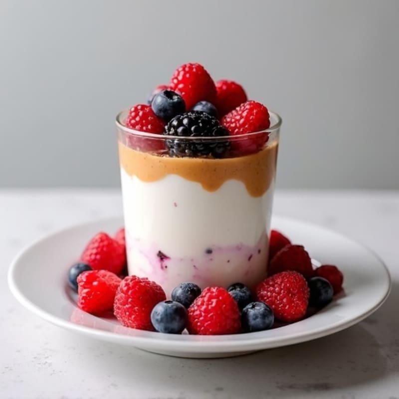 Greek Yogurt Protein Parfait with Mixed Berries and Almond Butter