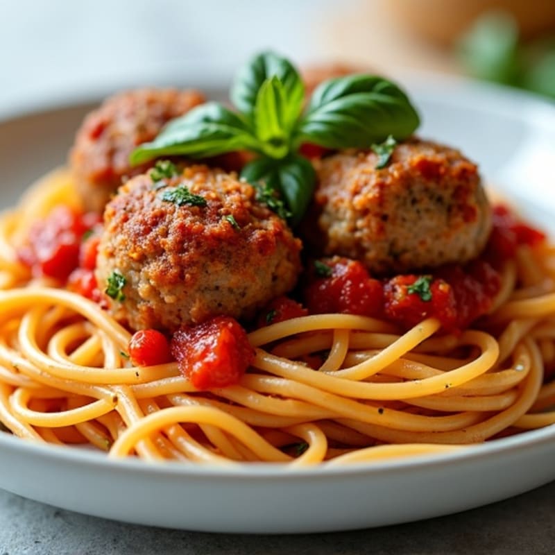 Lean Turkey Meatballs with Whole Wheat Spaghetti and Fresh Marinara