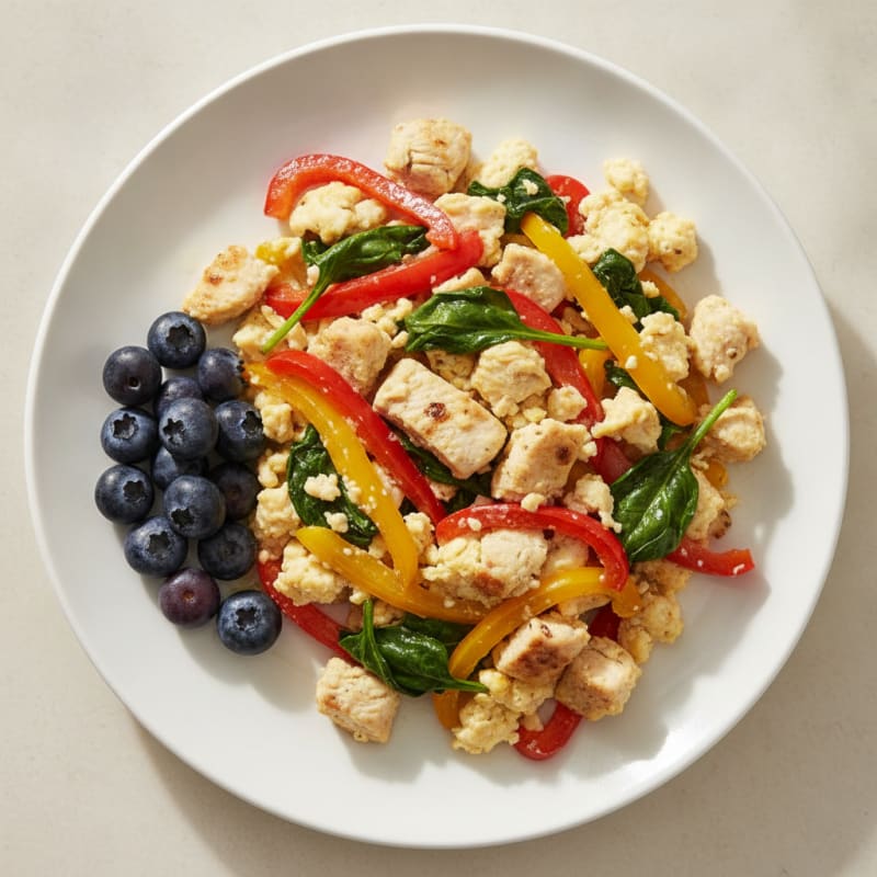 Egg White and Chicken Veggie Scramble