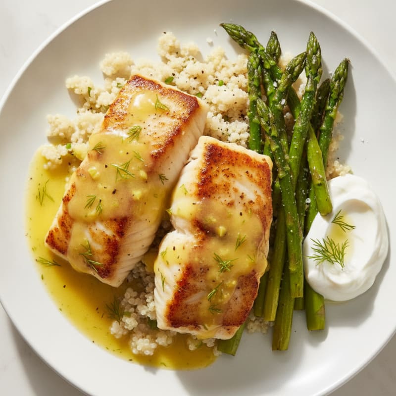 Pan-Seared Cod with Lemon-Dill Sauce