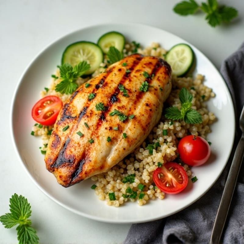Lemon-Garlic Grilled Chicken with Fresh Herb Quinoa Salad