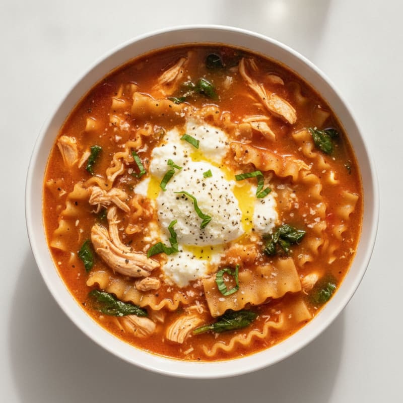 One-Pot Chicken Lasagna Soup