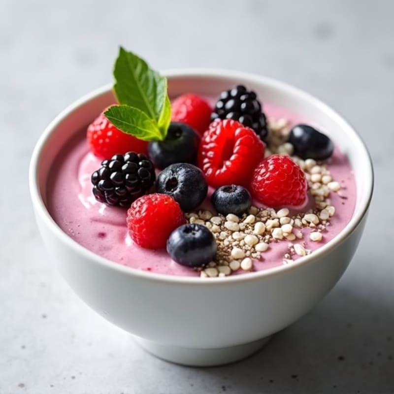 Silky Protein Yogurt Bowl with Mixed Berries and Chia