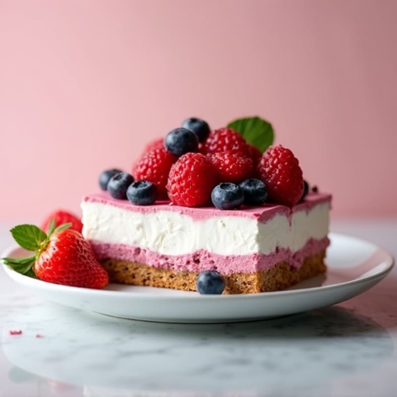 Creamy Greek Yogurt Protein Cheesecake with Mixed Berries