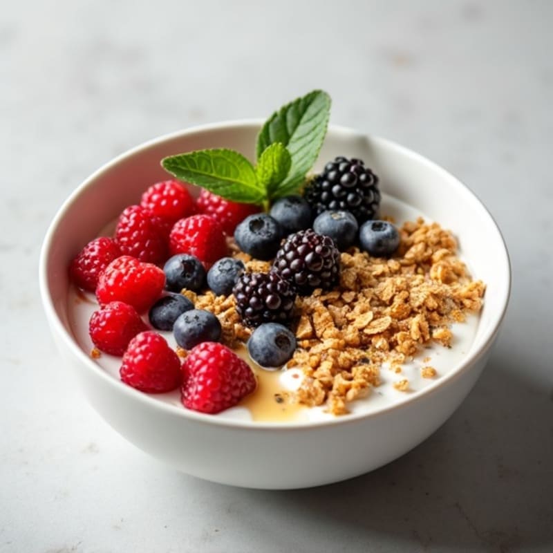 Creamy Greek Yogurt Bowl with Mixed Berries and Hemp Seeds