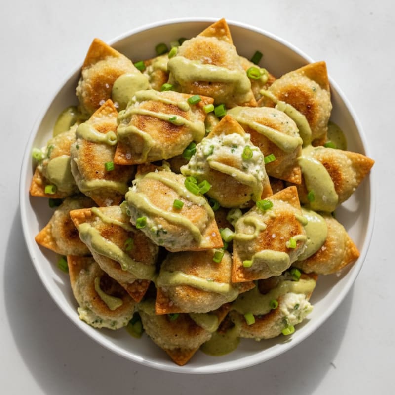 High-Protein Creamy Scallion Wontons