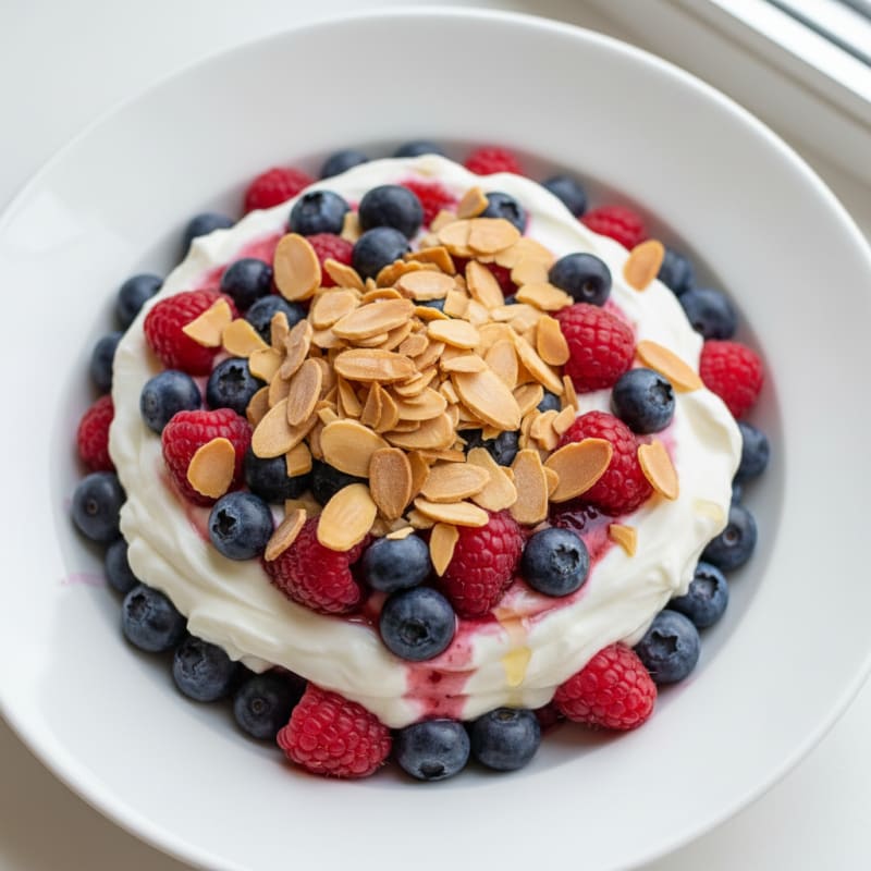 Greek Yogurt Protein Parfait with Berries and Almonds