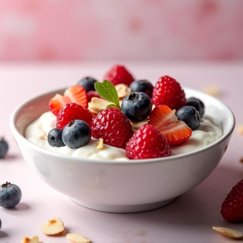 Creamy Greek Yogurt Protein Bowl with Mixed Berries and Almonds